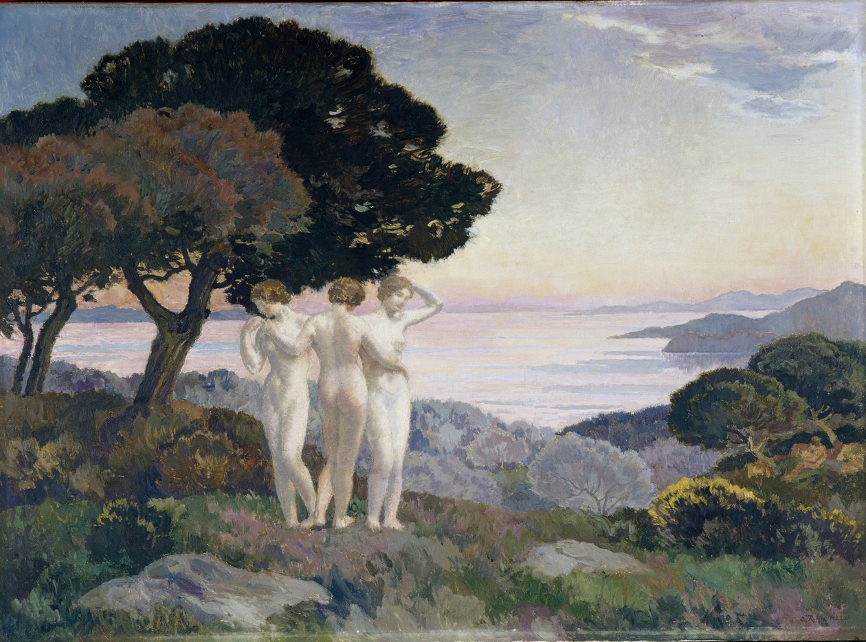Målningen The Three Graces av Emile rene Menard (1861-1930) 1900-talet Obligatoriskt omnämnande: Samlingsstiftelsen angående de Provence, Marseille av Marie Auguste Emile Rene Menard