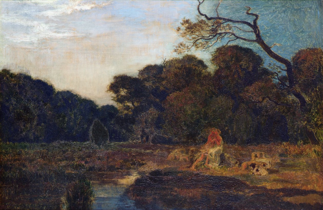 Älskare i ett landskap (olja på duk) av Marie Auguste Emile Rene Menard