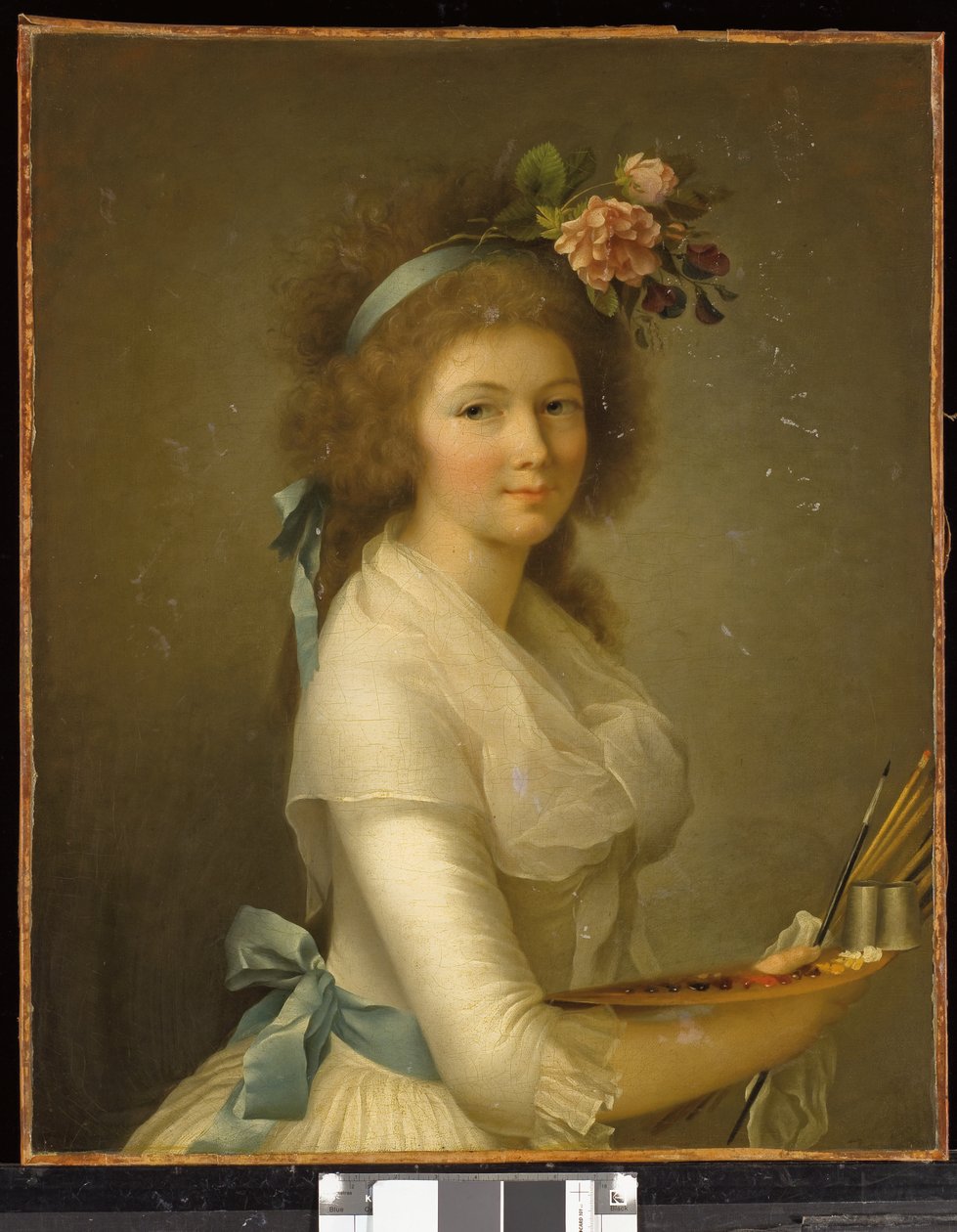 Självporträtt (Självporträtt av konstnären med palett) (olja på duk) av Marie Élisabeth Gabiou