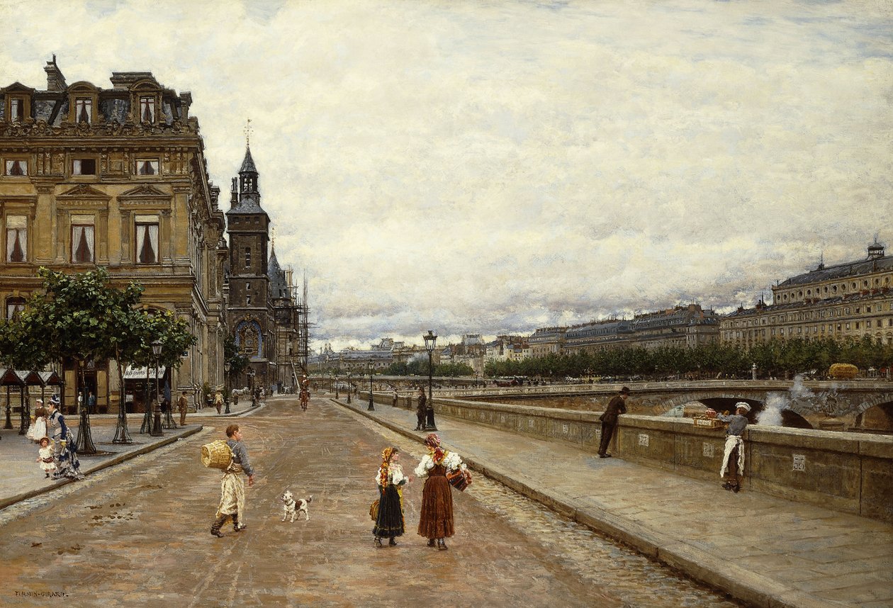 Tidig morgon längs Seine, av Marie Francois Firmin Girard