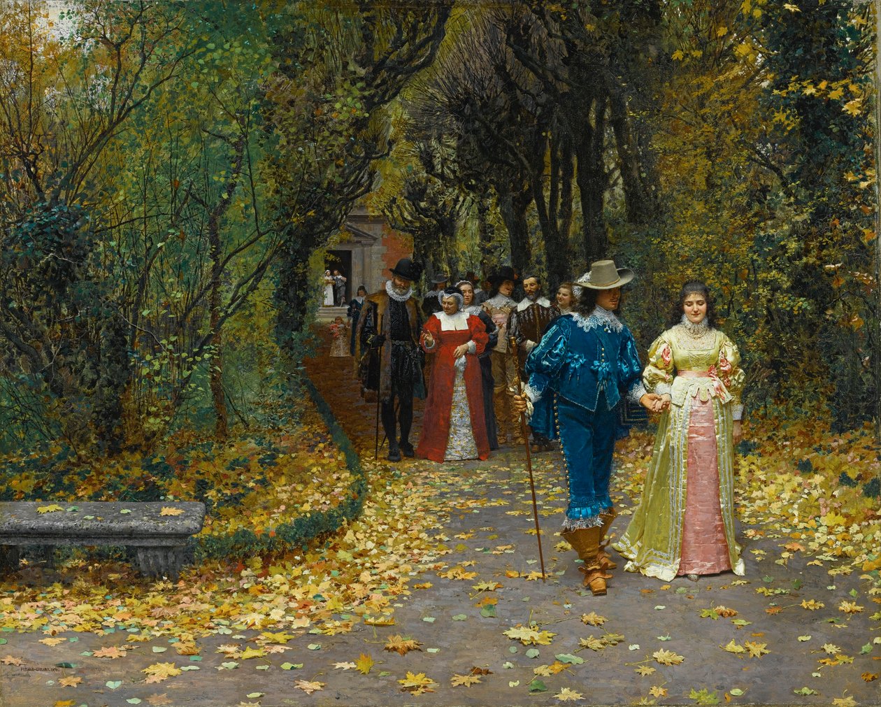 Franska:  Les fiancés De förlovade av Marie Francois Firmin Girard