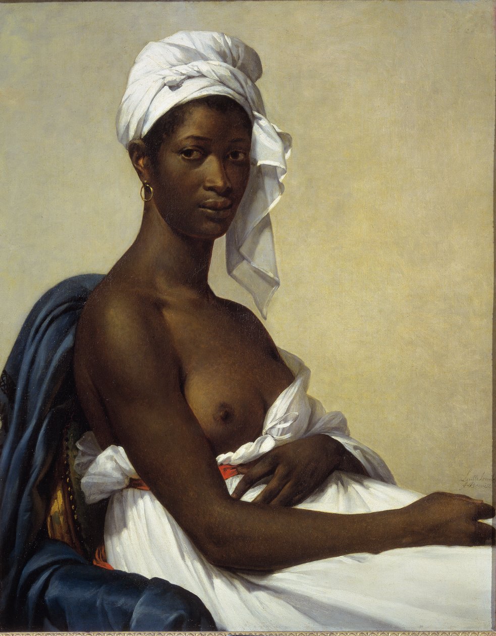Porträtt av en neger - olja på duk av Marie Guilhelmine Benoist