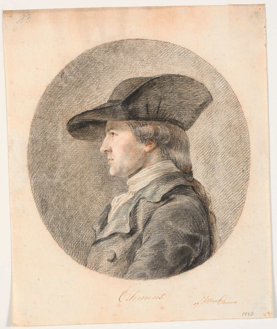 Porträtt av J.F. Clemens. Profil till vänster av Marie Jeanne Clemens