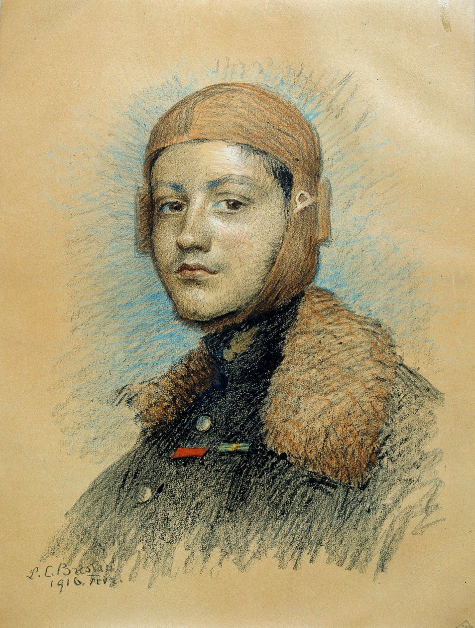 Porträtt av Georges Guynemer (1894-1917), fransk krigspilot. Teckning av februari 1916. Teckning av Marie Louise Catherine Breslau (1856-1928) ec.suis. av Marie Louise Catherine Breslau