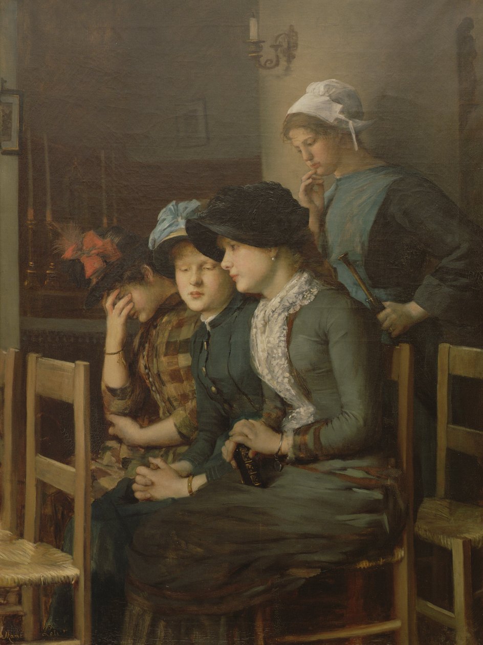 Ung flicka med gäss (olja på duk) av Marie Mrs Dujardin Beaumetz Petiet
