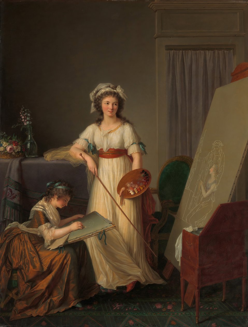Interiören av en ateljé av en kvinnlig målare, 1789. av Marie Victoire Lemoine