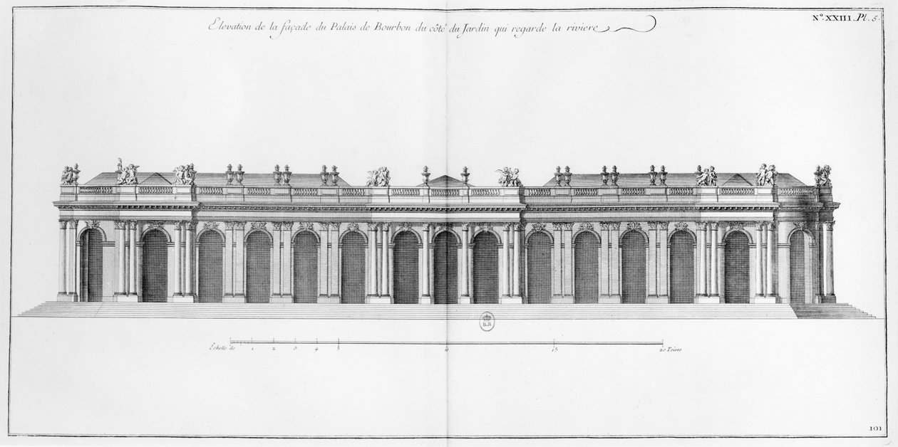 Fasad mot Seine till Palais Bourbon, Paris, från "L