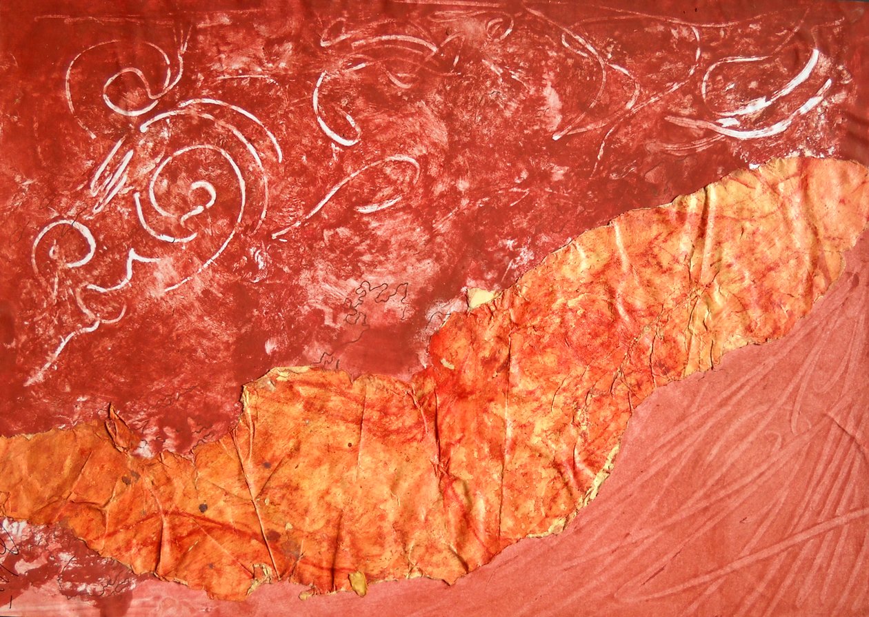 Mönster 1, ca 2002 (olja och collage på papper) av Marina Falco