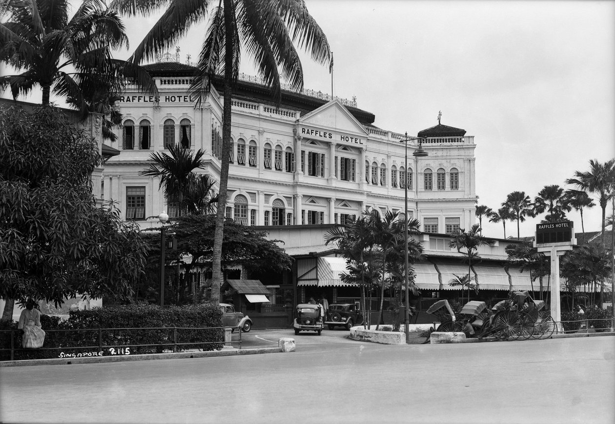 Utsikt över Raffles Hotel, Singapore av Marine Photo Service