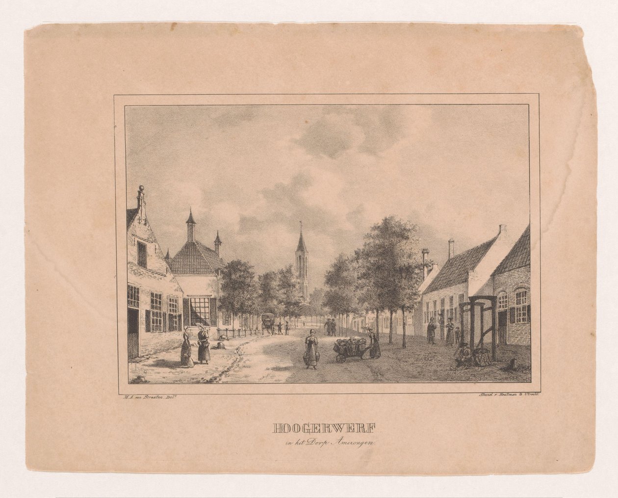 Byutsikt i Amerongen Hoogerwerf i byn Amerongen (titel på objekt) av Marinus Adrianus van Straten