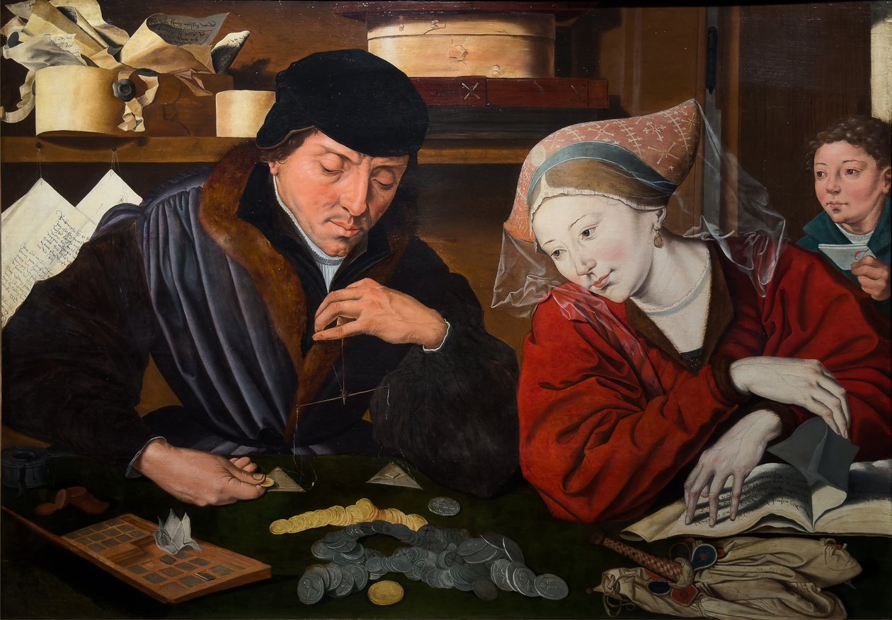 Bankiren och hans fru av Marinus van (follower of) Reymerswaele