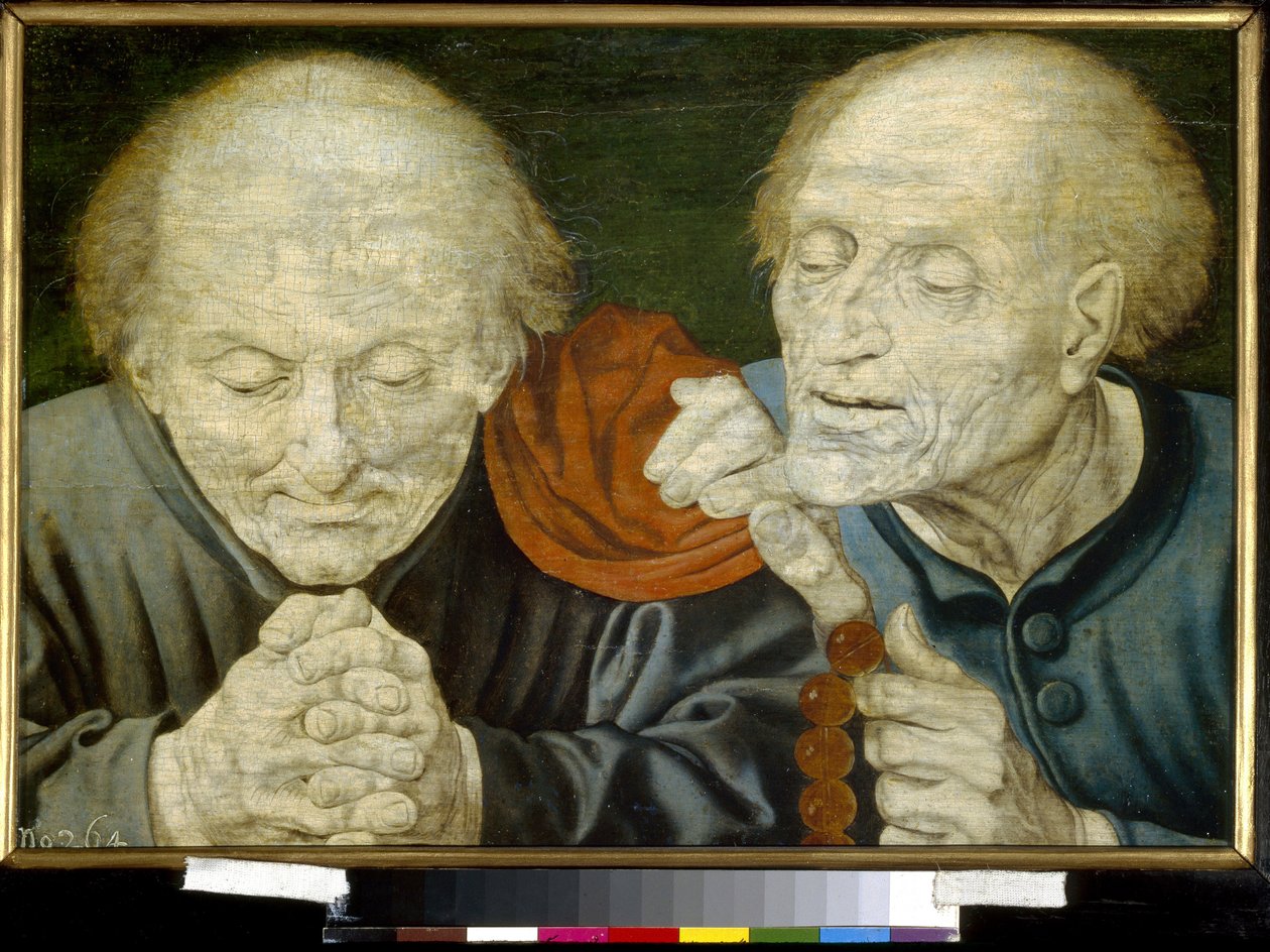 Två gubbar (Två gamla män). Målning av Marinus Claeszoon van Reymerswaele (cirka 1490-efter 1567), olja på trä. holländsk konst från 1500-talet. State A. Pushkin Museum of Fine Arts, Moskva. av Marinus van Reymerswaele