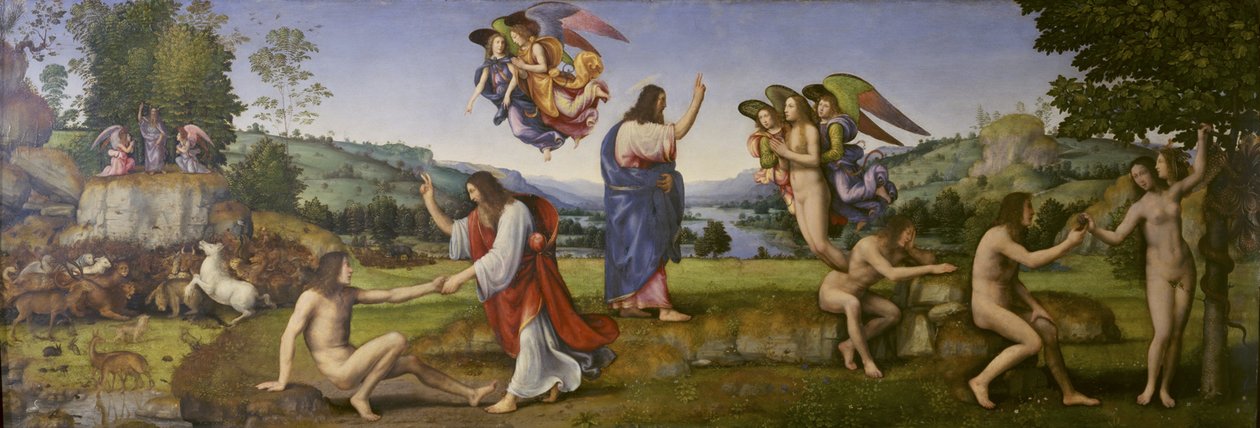 Skapelsen, frestelsen och fallet, 1513 av Mariotto Albertinelli