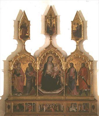 Madonna och barn med heliga (tempera på panel) av Mariotto di Nardo
