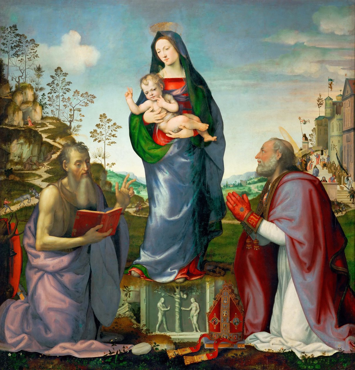 Madonna och barn med de heliga Jakob och Zenobius, 1506 av Mariotto Albertinelli