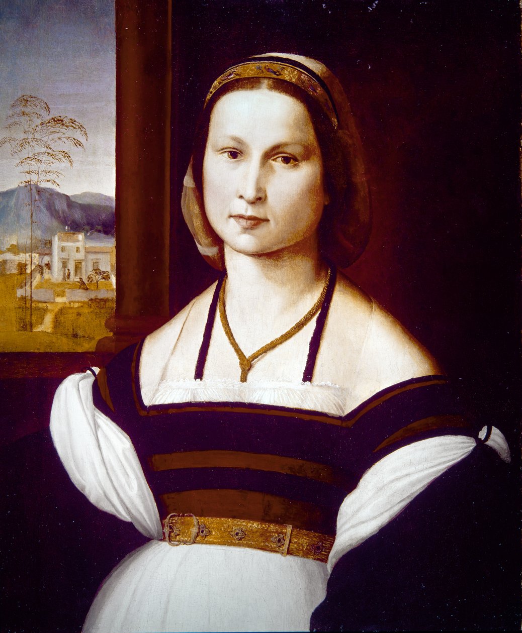 Porträtt av en ung dam (på pannå) av Mariotto Albertinelli