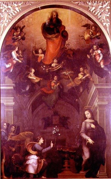 Bebådelsen (olja på duk) av Mariotto Albertinelli