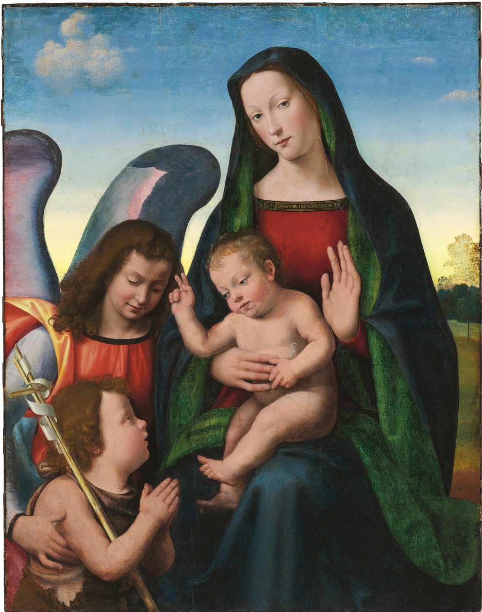 Madonnan och barnet med den unge Johannes döparen och en ängel av Mariotto Albertinelli