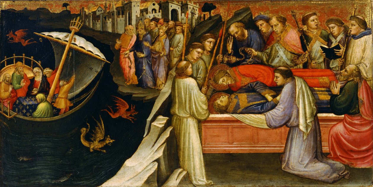 Predella-panel som representerar scener från legenden om Saint Stephen, 1408 av Mariotto di Nardo