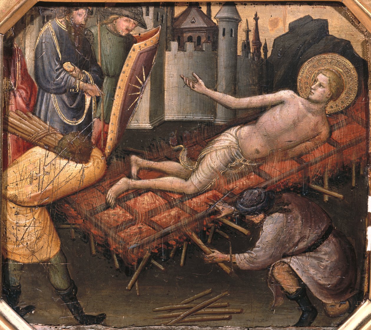 The Martyrdom of St. Lawrence (tempera på panel) av Mariotto di Nardo