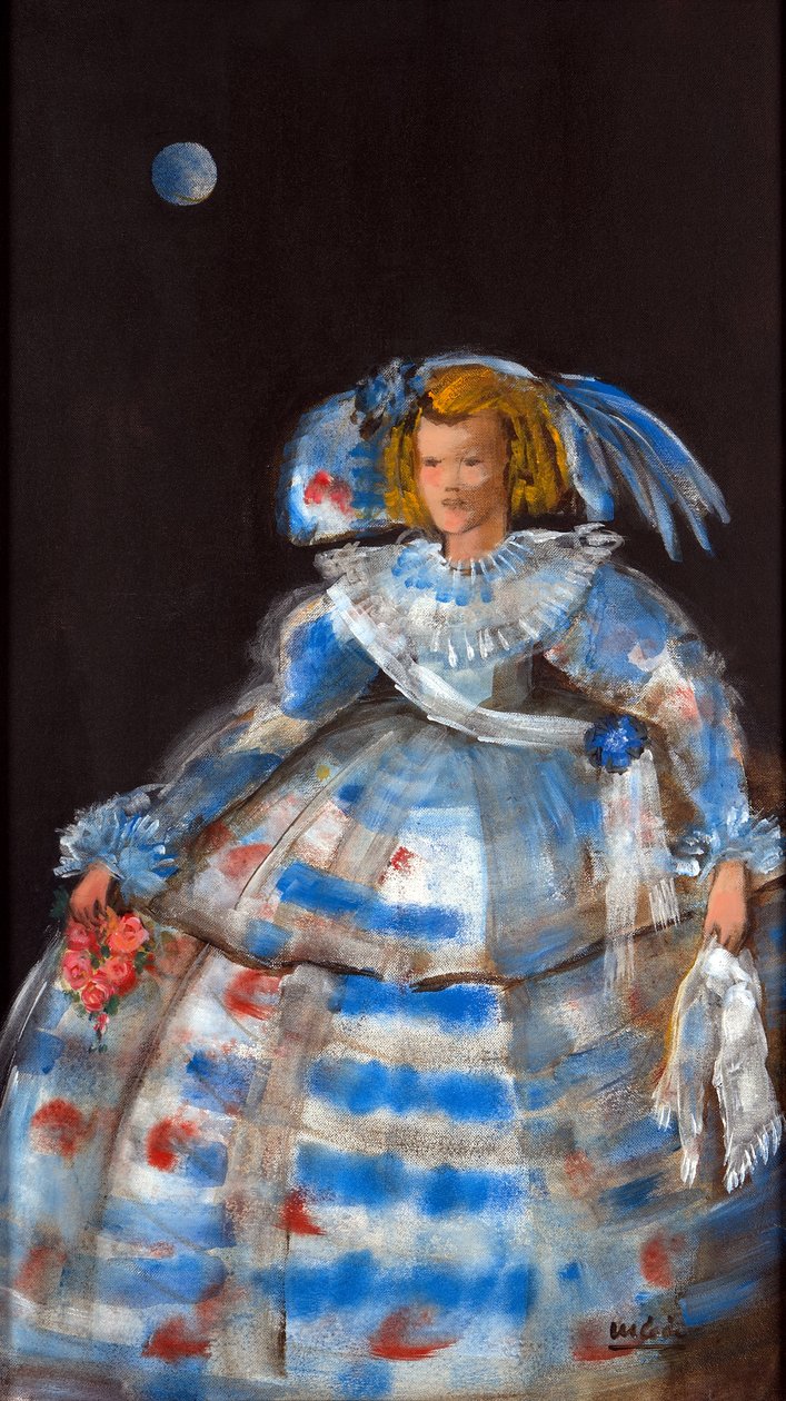 Menina med Blue Moon (olja & akryl på duk) av Marisa Leon