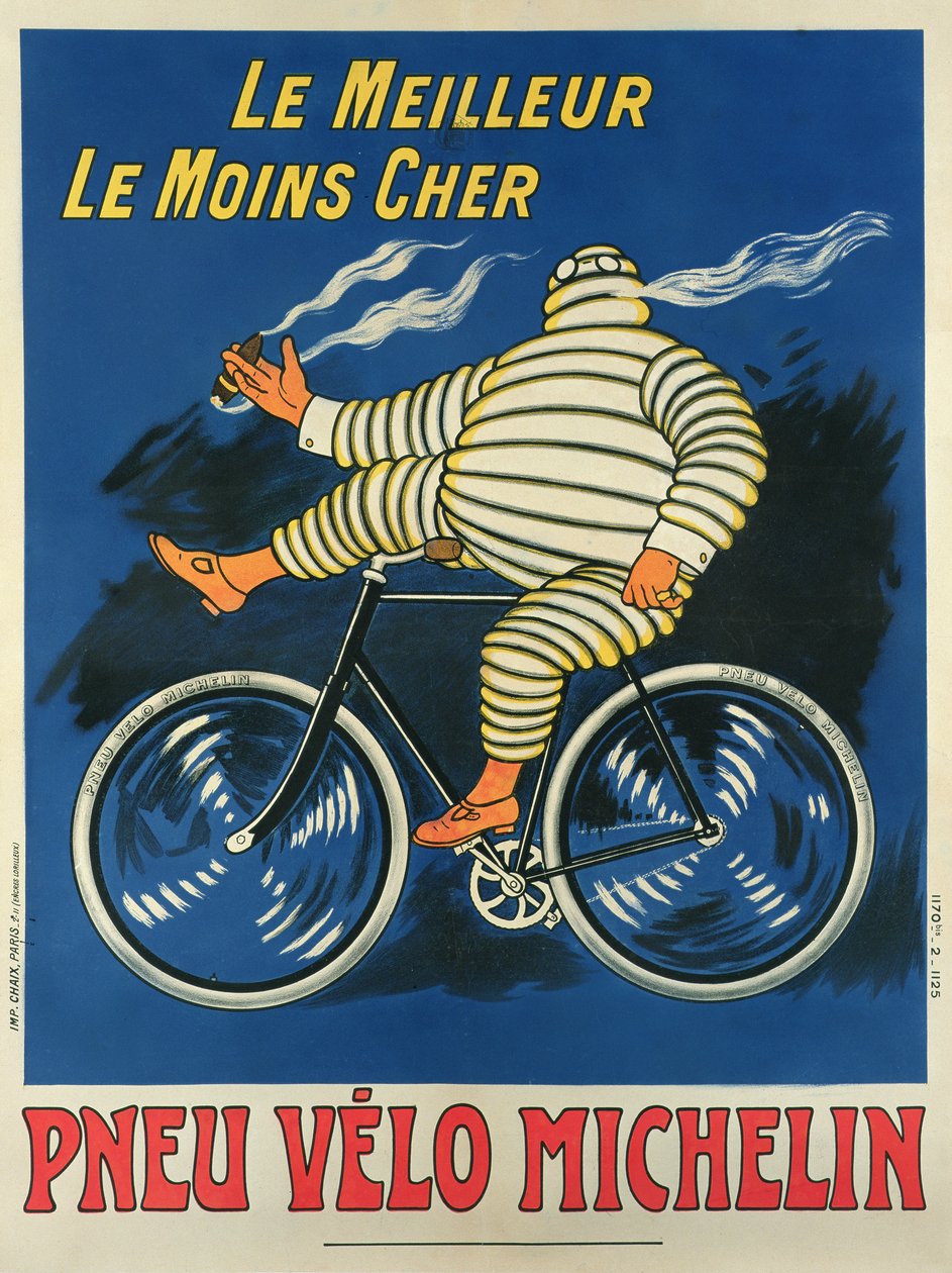 Affisch med reklam för Michelin-däck, tryckt av Chaix, Paris av Marius (1867 1946) Rossillon
