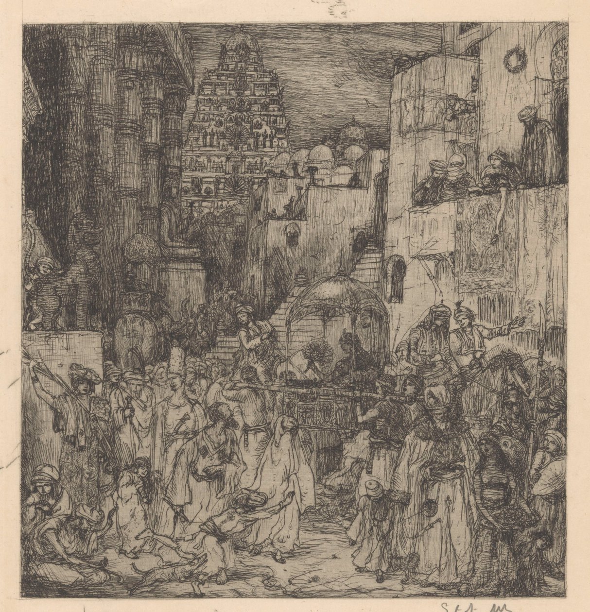 Folkmassan fyllde gatorna med stor glädje av Marius Bauer (signed by artist)