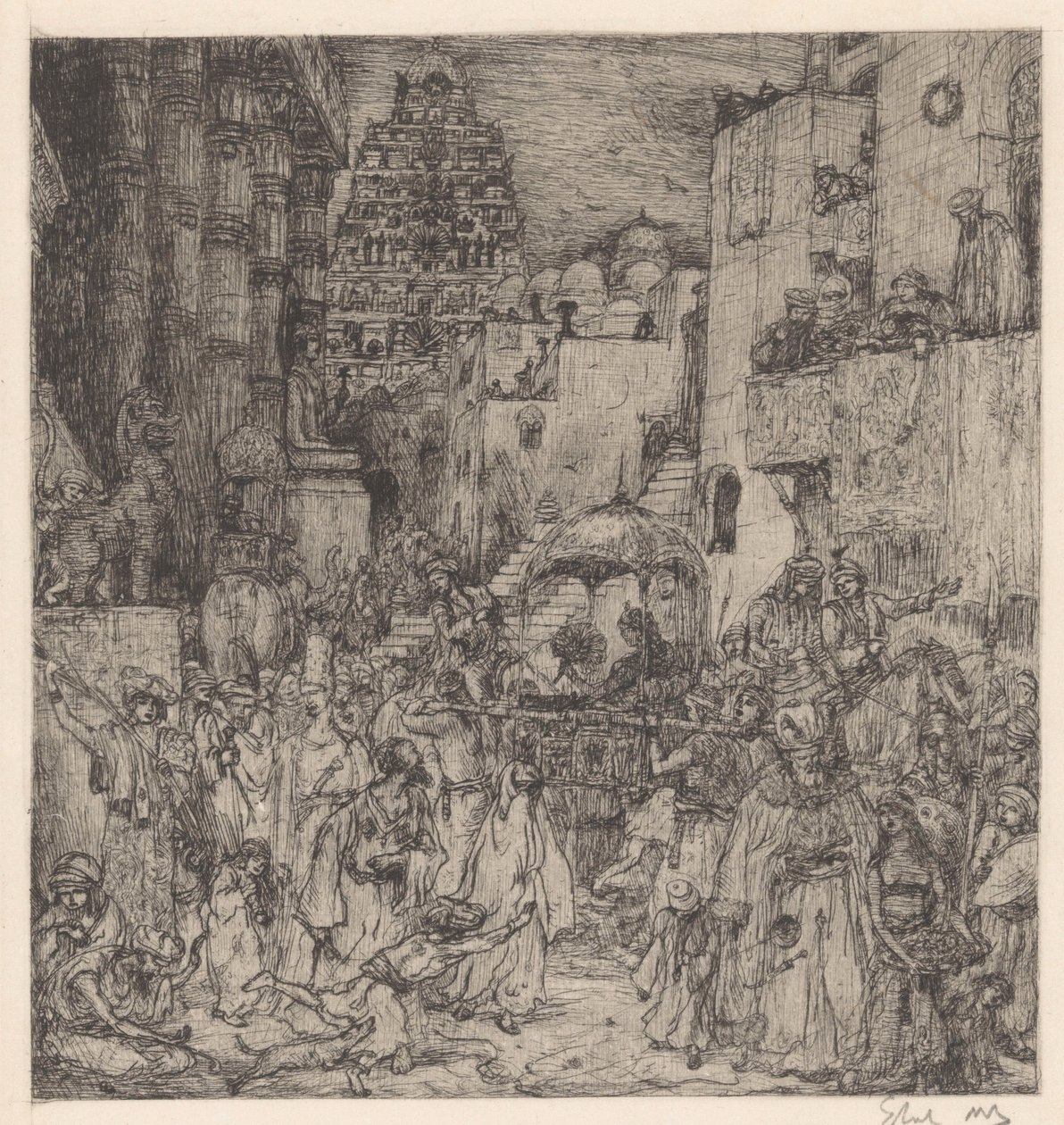 Folkmassan fyllde gatorna med stor glädje av Marius Bauer (signed by artist)