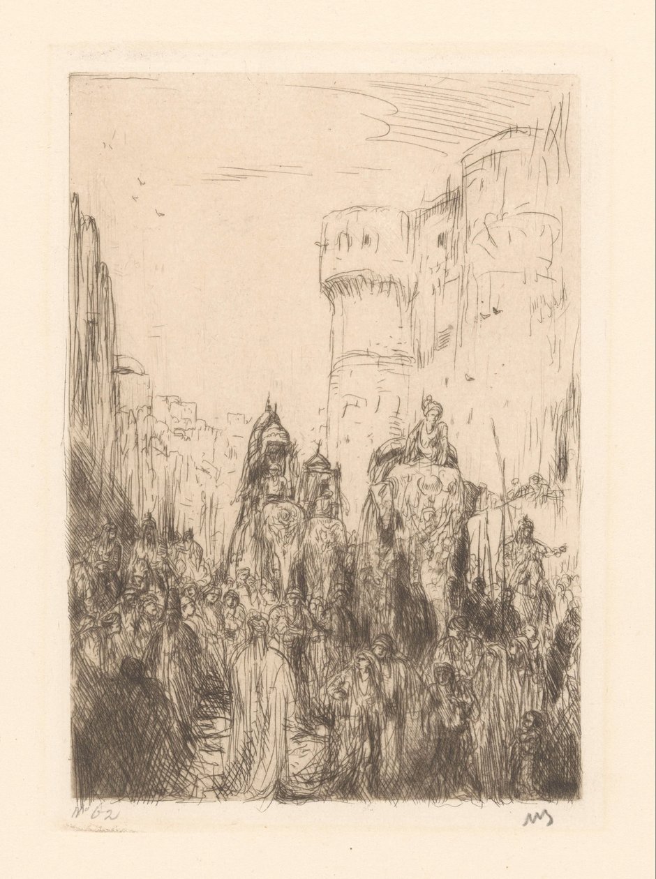 Parad med elefanter av Marius Bauer (signed by artist)