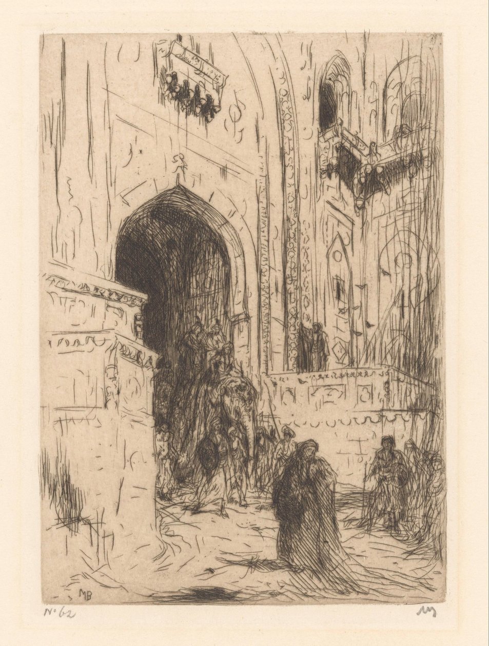 Ingångsporten till ett palats i Delhi av Marius Bauer (signed by artist)