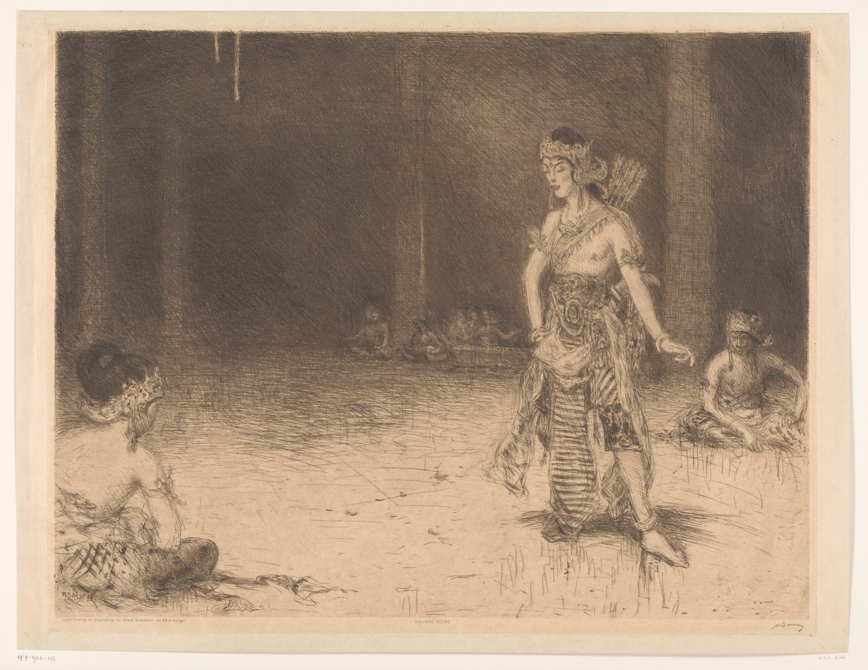Wayang Wong (originaltitel på objekt) Indisk hyllning i samband med silverbröllopsfirandet av H.M. the Queen (original serietitel på objekt) av Marius Bauer (signed by artist)