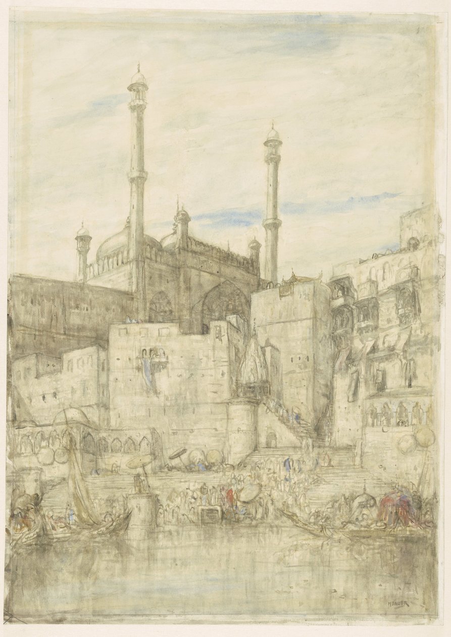 Vid Ganges nära Benares av Marius Bauer