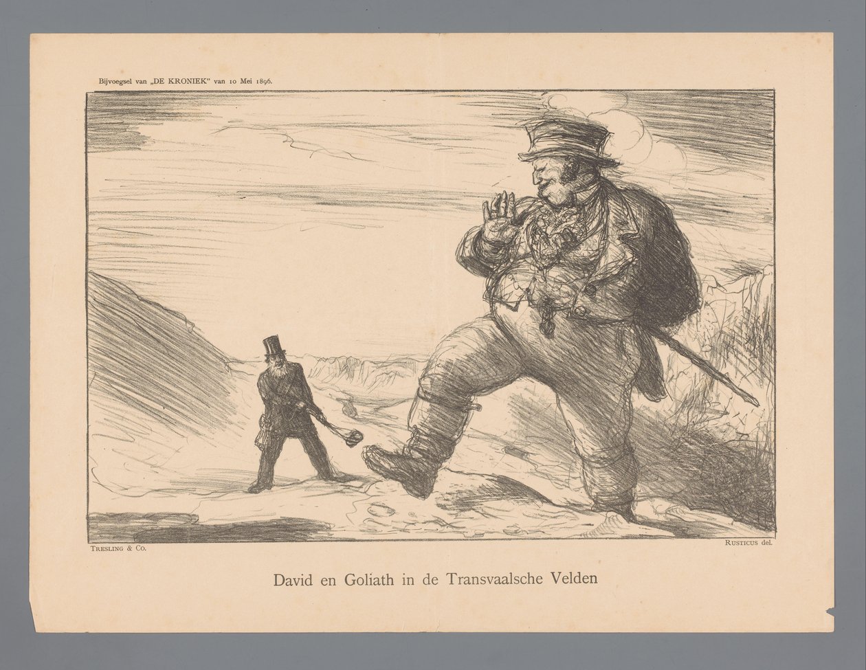 David och Goliat i Transvaal Fields (titel på objekt) av Marius Bauer