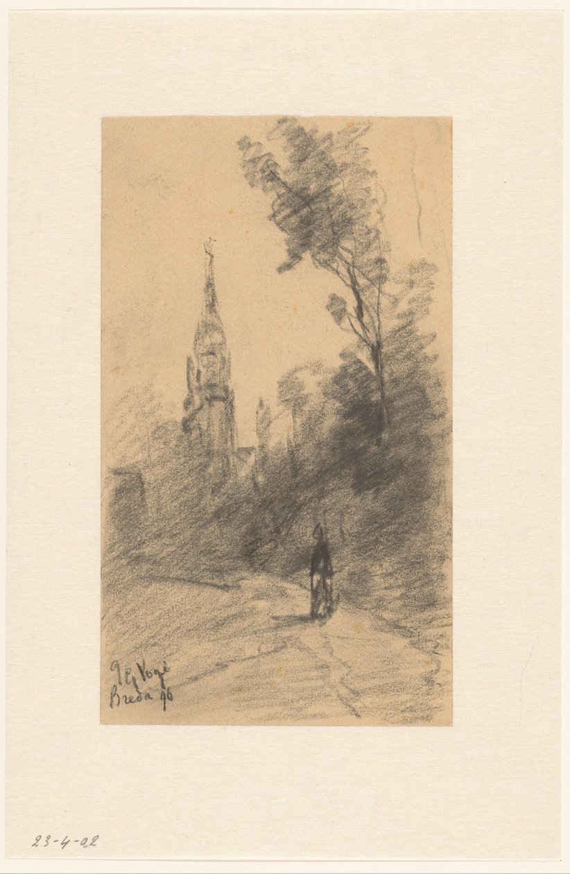 Ryttare och landskap med träd och figurer av Marius Bauer