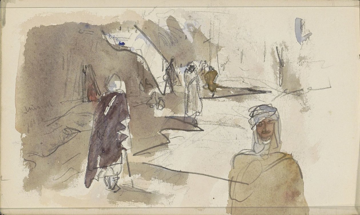 Gata med figurer i Biskra av Marius Bauer