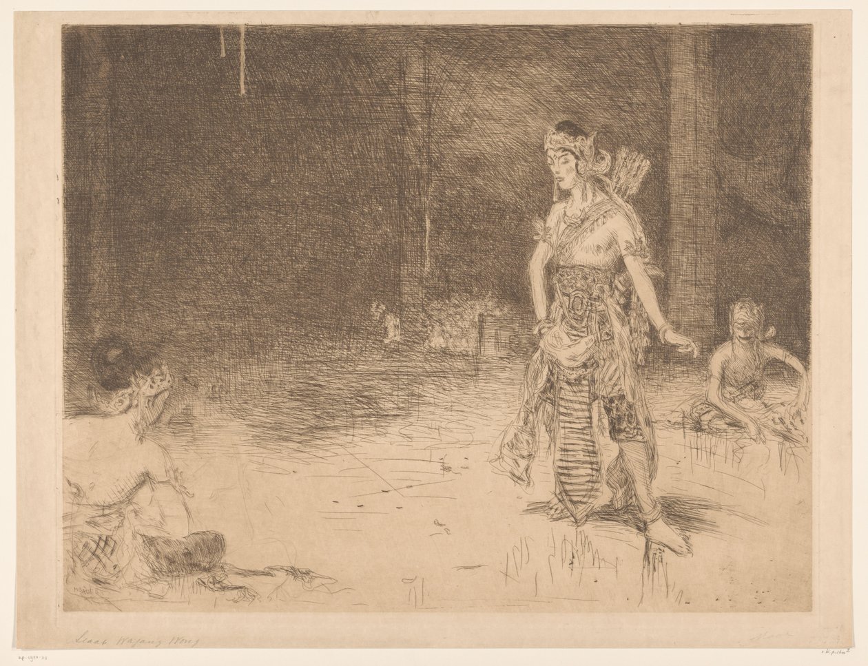 Wayang Wong (originaltitel på objekt) Indisk hyllning med anledning av HM drottningens silverbröllop (originalserietitel) av Marius Bauer