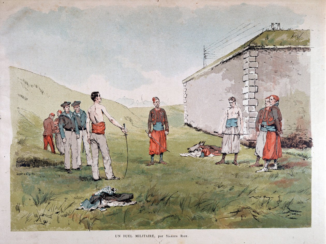En militärduell - akvarell av Marius Roy, Musee Carnavalet av Marius Roy