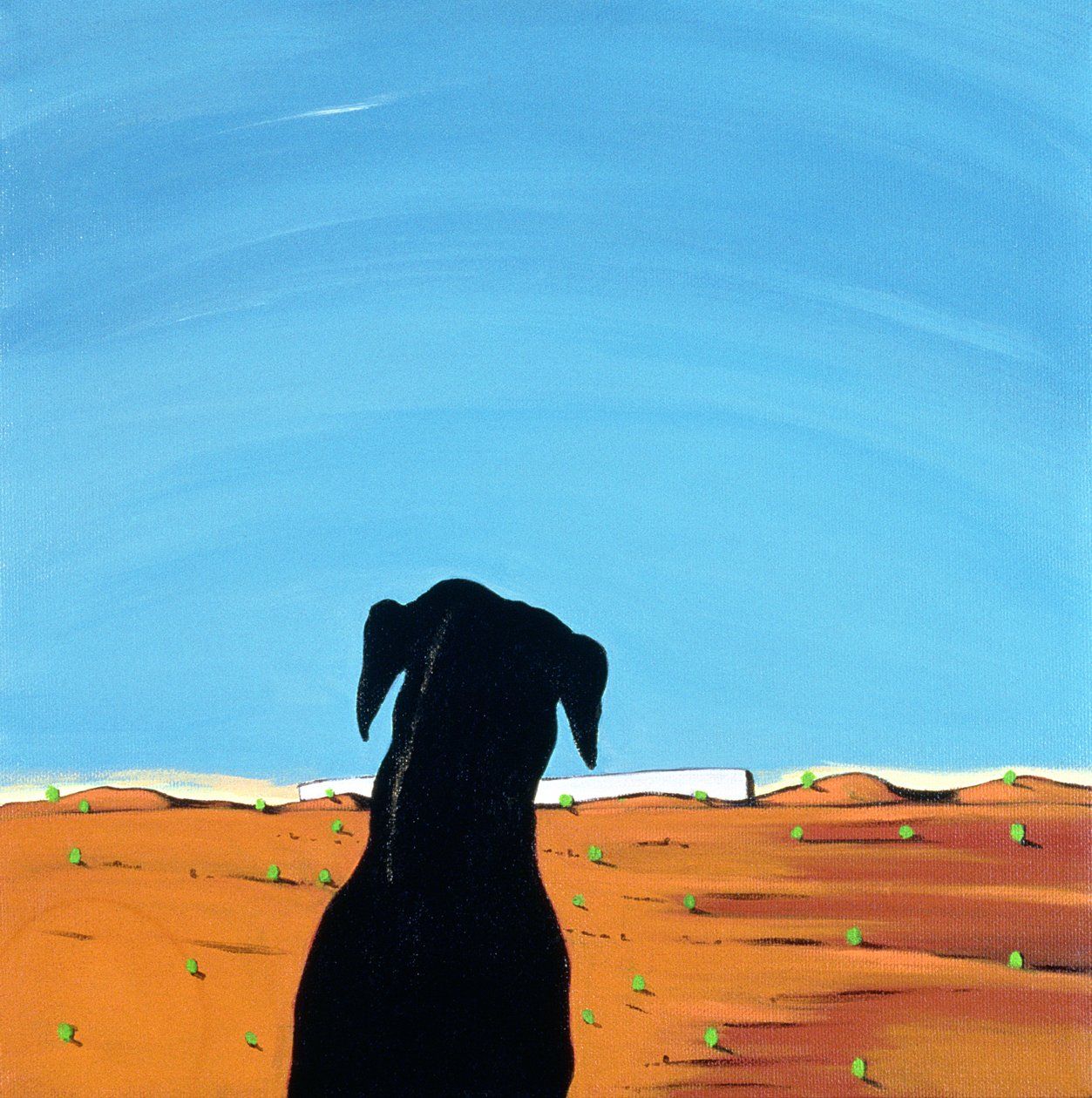 Black Dog in Chestertown, 1998 (akryl på duk) av Marjorie Weiss