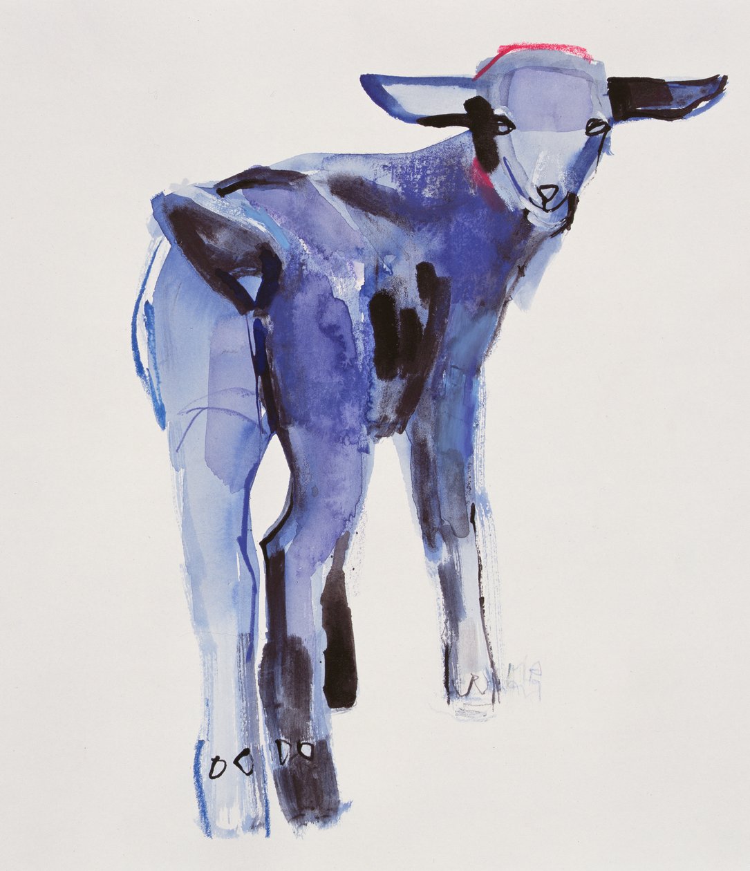 Blue Kid, Cazalla de la Sierra, 1999 (blandade medier på papper) av Mark Adlington