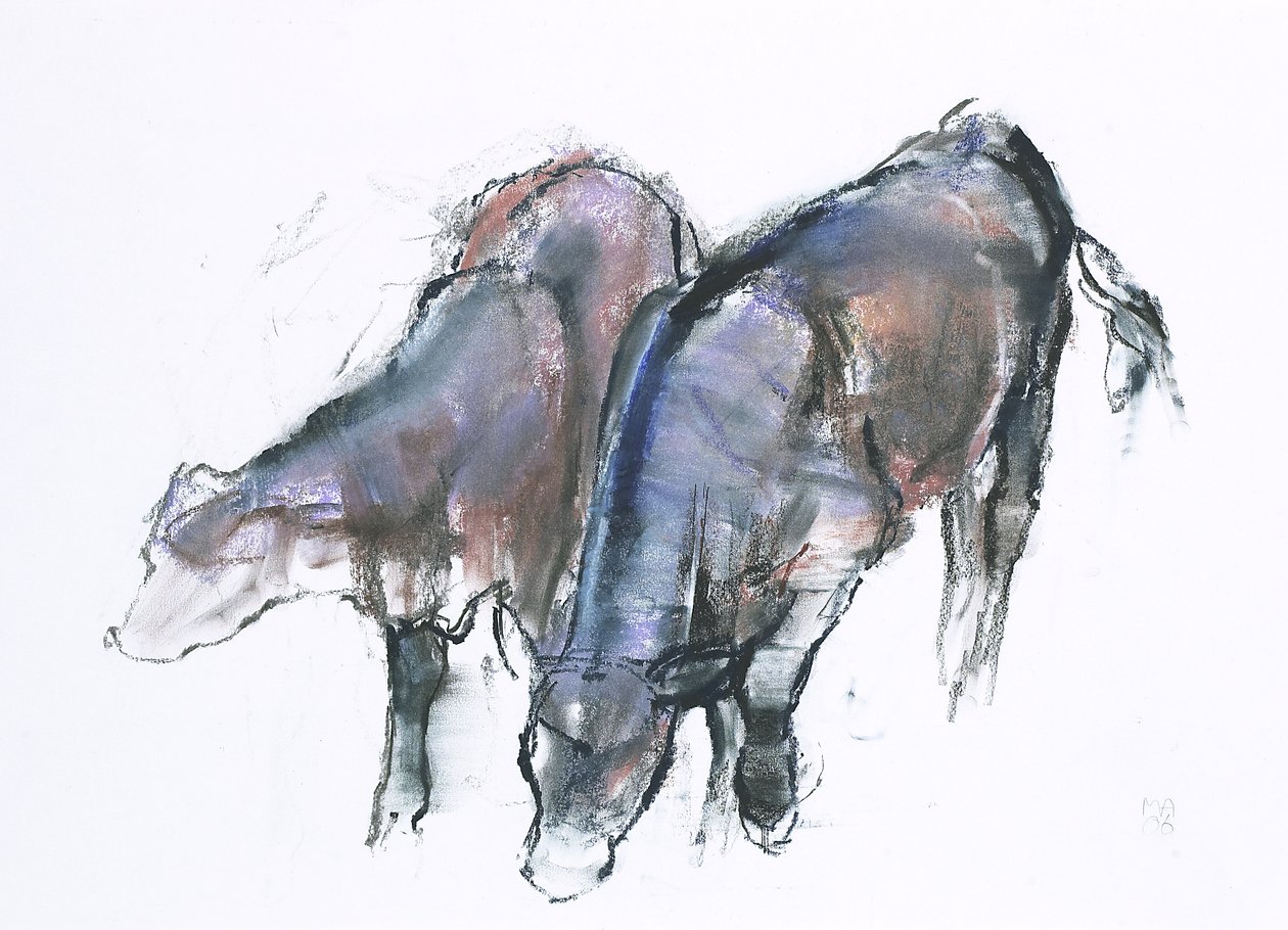 Calves, 2006 (charcoal und conte på papper) av Mark Adlington