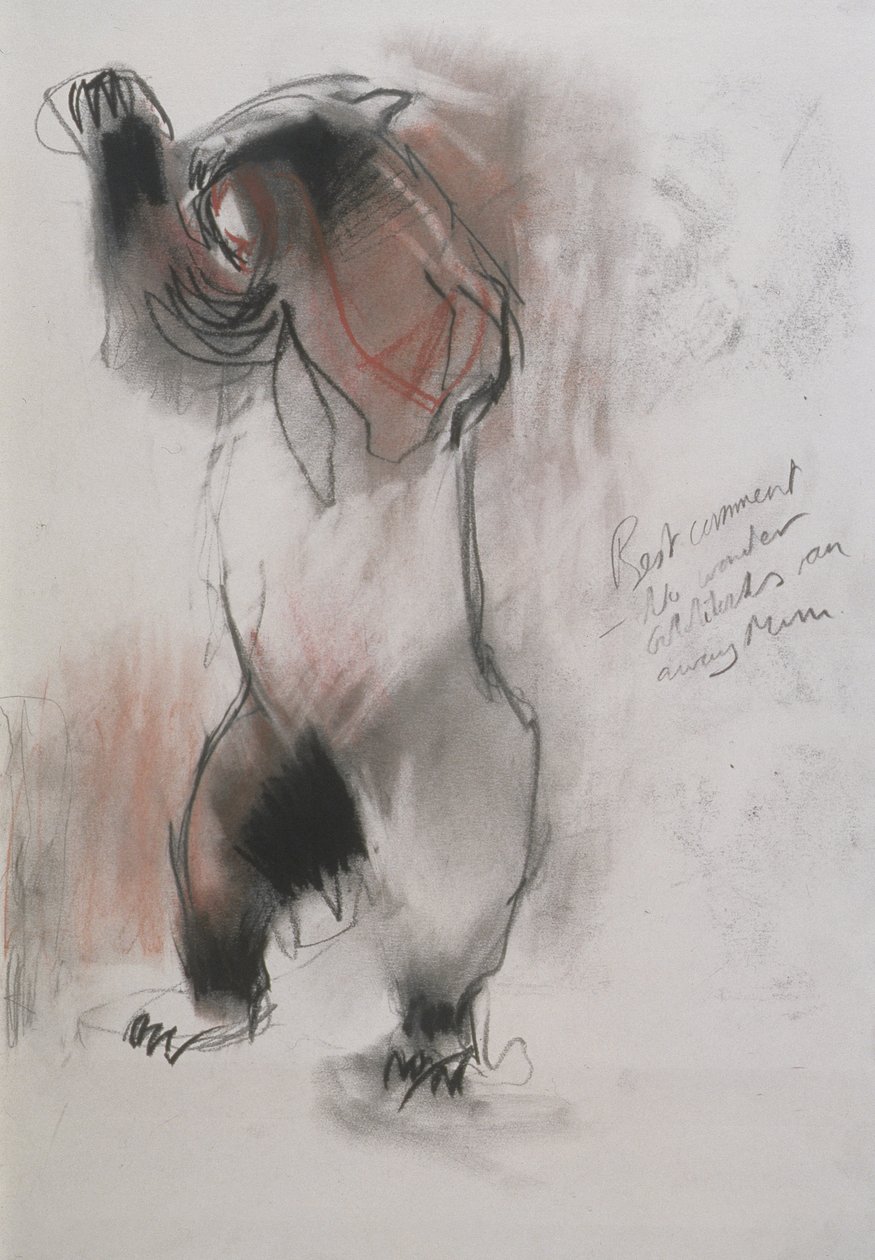 Grizzly, 1995 (kol, grafit och conte på papper) av Mark Adlington