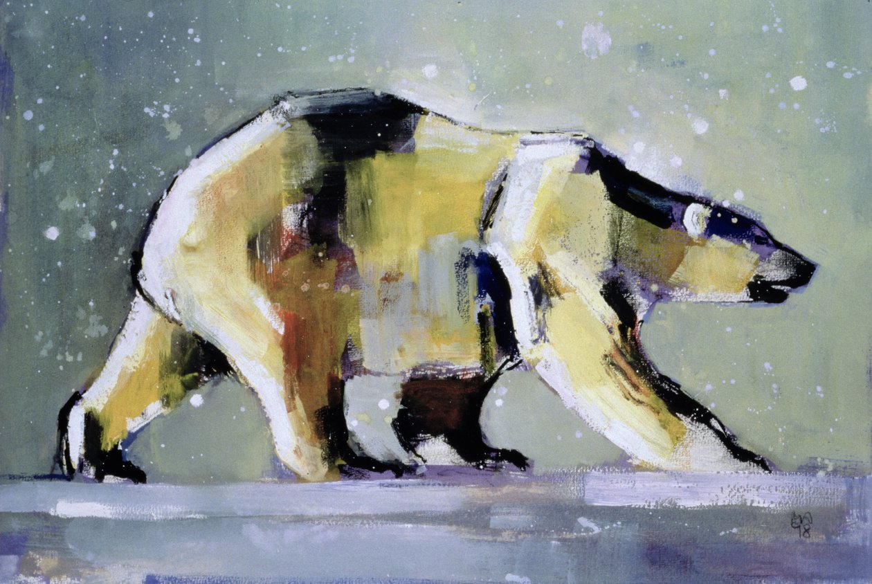 Ice Bear, 1998 (blandteknik på papper) av Mark Adlington