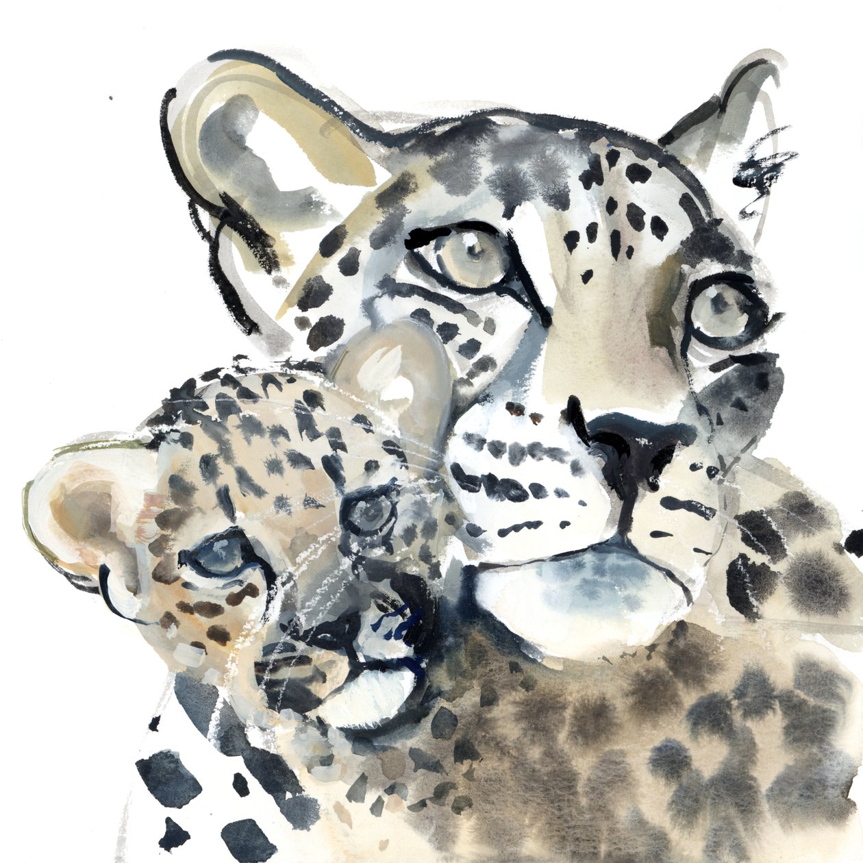 Maternal Bond, 2015, (akvarell på papper) av Mark Adlington