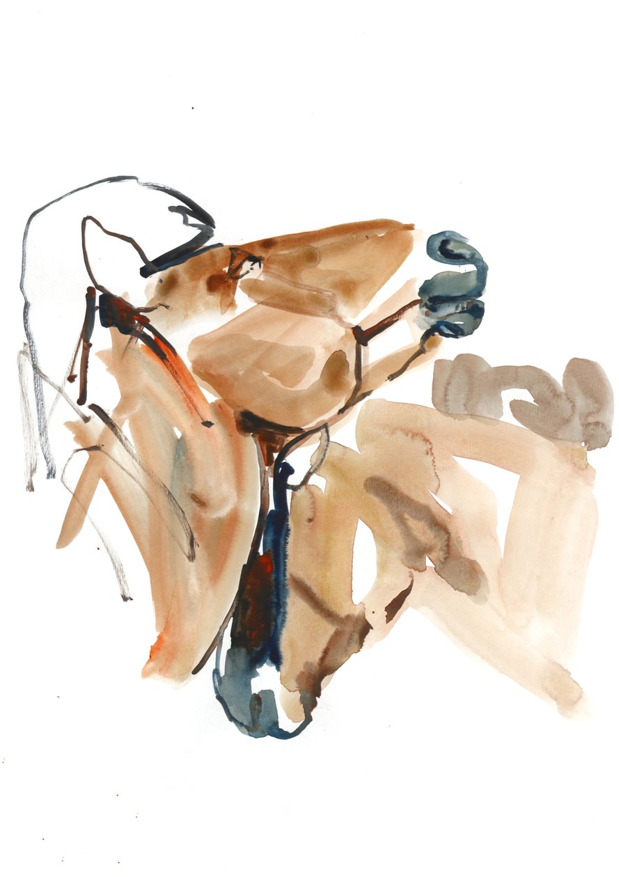 Nuzzle (Przewalski), 2013 (sennelier bläck, akvarell och gouache) av Mark Adlington