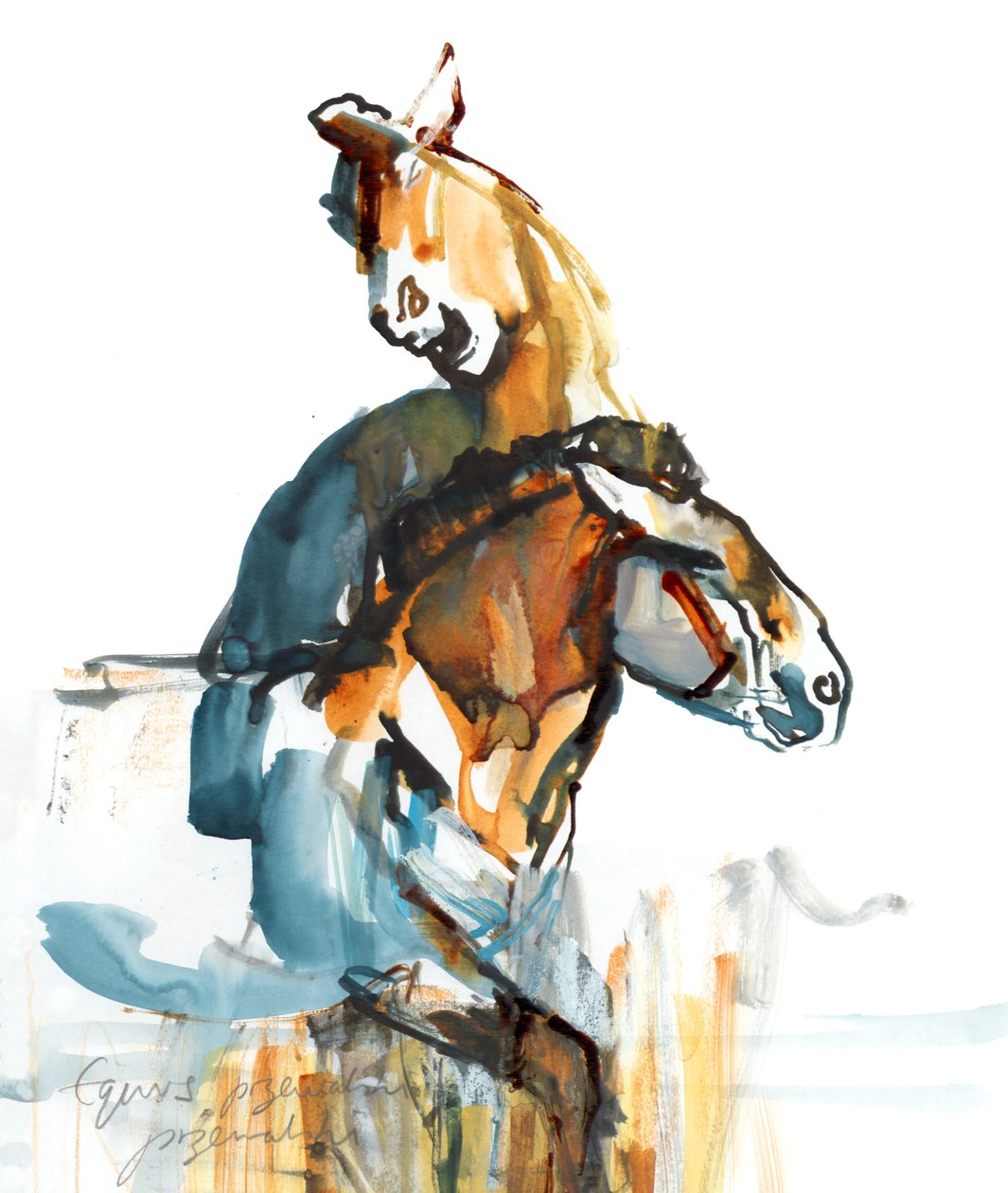 Paleolitikum (Przewalski), 2013 (sennelier bläck, akvarell och gouache) av Mark Adlington