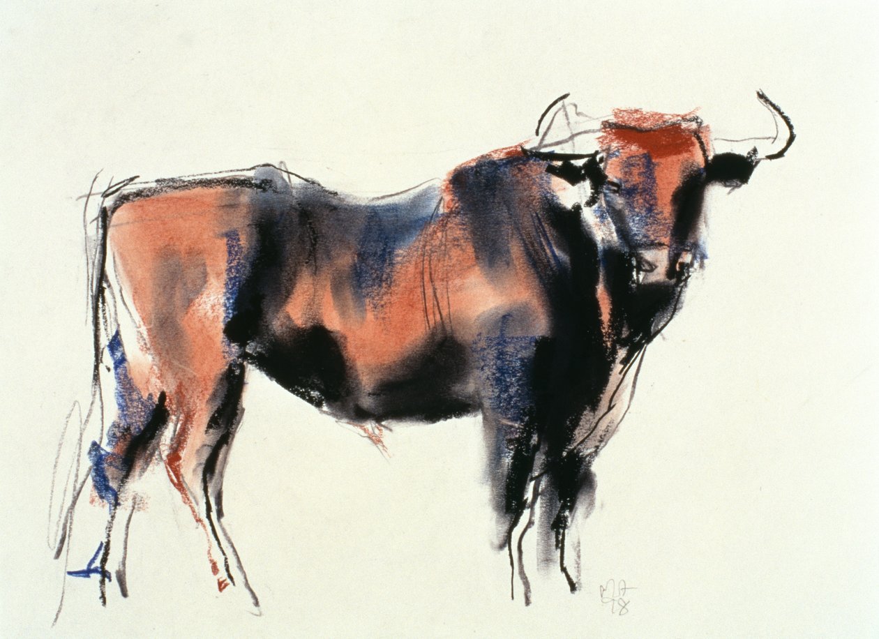 Red Bull, 1998 (grafit, conte och kol på papper) av Mark Adlington