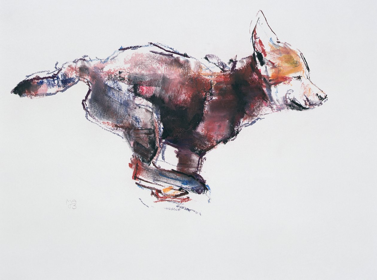 Löpande vargvalp (charcoal und conte på papper) av Mark Adlington