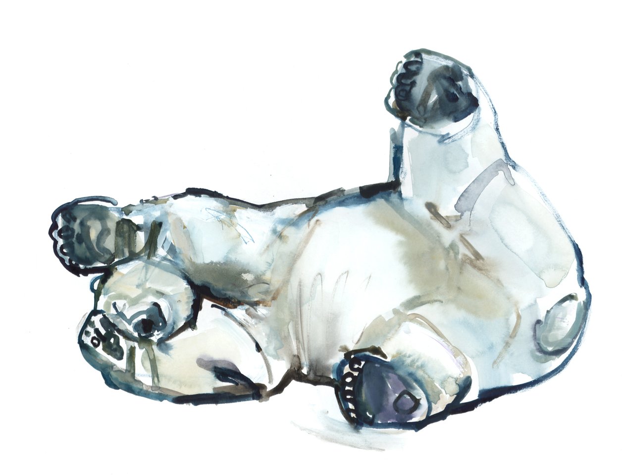 Snow Rub (Polar Bear), 2013 (akvarell och gouache på papper) av Mark Adlington