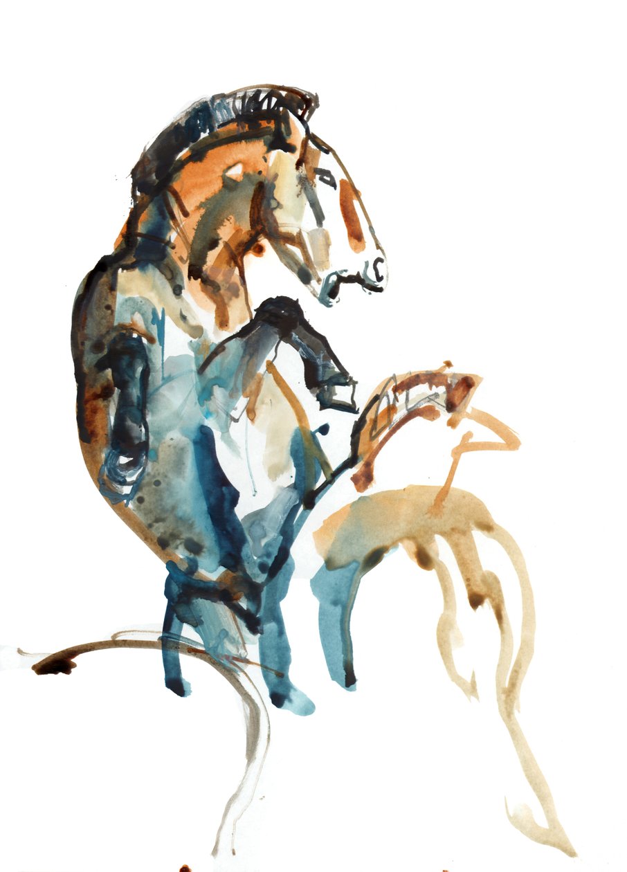 Spirit (Przewalski), 2013 (sennelier bläck, gouache och akvarell) av Mark Adlington