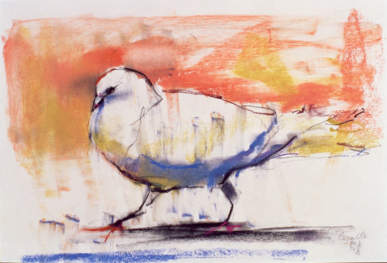 Walking Dove, Trasierra, 1998 (conte och kol på papper) av Mark Adlington
